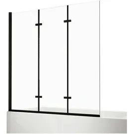EMKE Emke, - Duschwand für Badewanne Mattschwarzer Badewannenfaltwand 3-teilig Faltbar, 130x140cm Badewannen-duschwand 6mm Nano-glas