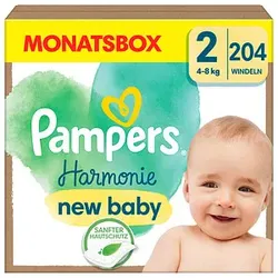 Pampers® Windeln HarmonieTM Größe Gr.2 (4-8 kg) für Neugeborene (0-3 Monate), 204 St.