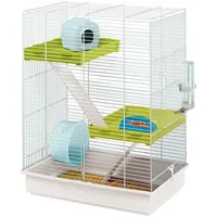 Ferplast Hamsterkäfig, Nagerkäfig Hamster TRIS, Kleintierkäfig, 3 Etagen mit Rampen Hamsterzubehör inklusive, 46 x 29 x 58 cm
