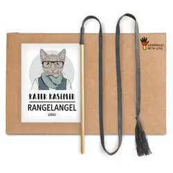 Kater Kasimir RANGELANGEL - Die natürliche Spielangel für Katzen, mit grauem Baumwollband und Buchenholzstab