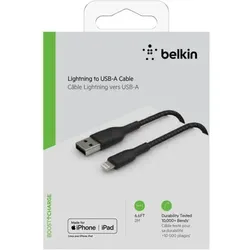 Belkin Lightning Lade/Sync Kabel 2m, ummantelt, mfi zert, schwarz