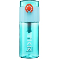 TITIROBA TKK 1013 Kinderflasche 400ml auslaufsicher, Tritan BPA-Frei einhändig bedienbare transparent mit Sieb Trinkflasche Blau
