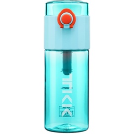 TITIROBA TKK 1013 Kinderflasche 400ml auslaufsicher, Tritan BPA-Frei einhändig bedienbare transparent mit Sieb Trinkflasche Blau