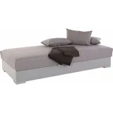 Polsterliege HAPO, grau (grau strukturstoff, hellgrau microvelours), Liegefläche B/L: 120cm x 200cm, H2 + H2, Bonnell-Federkernmatratze, Komplettbetten, mit Bettkasten