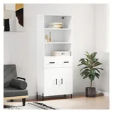 furnicato Highboard Weißes aus Holzwerkstoff und Metall 69,5 x 34 x 180 cm (1 St), Stabiler Schrank mit viel Stauraum und Wandhalterung für Wohnzimmer weiß 34 cm x 180 cm x 69.5 cm