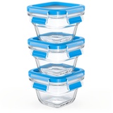 Emsa Clip & Close Glas quadratisch Aufbewahrungsbehälter-Set, 3-tlg. blau N10507