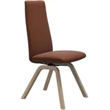 Polsterstuhl STRESSLESS "Laurel", braun (copper paloma, eiche natur), B:49cm H:105cm T:60cm, Leder PALOMA: PALOMA ist ein durchgefärbtes Semianilin-Möbelleder mit natürlicher Narbung., Stühle, Polsterstuhl, High Back, Größe M, mit schräggestellten Beinen in Eiche natur