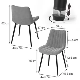 Vicco Esszimmerstuhl Ravlo Polyester grau/schwarz 2er Set