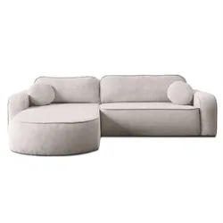 Lookway Ecksofa Venus L-Form mit Schlaffunktion – Creme Cordstoff, 230x123 cm