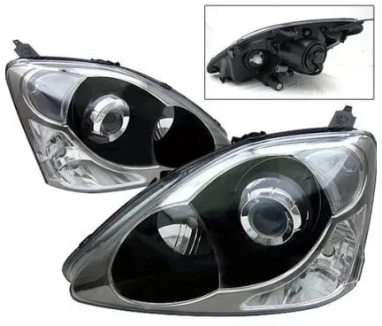 Klarglas-Scheinwerfer für HONDA CIVIC (2001–2005), 3/5-türig - schwarz