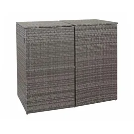 Mendler 2er-Mülltonnenverkleidung HWC-E25, Mülltonnenbox Mülltonnenabdeckung, Poly-Rattan 2x120l ~ grau