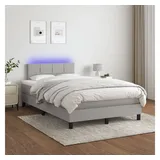 vidaXL Boxspringbett mit Matratze & LED Hellgrau 120x200 cm Stoff