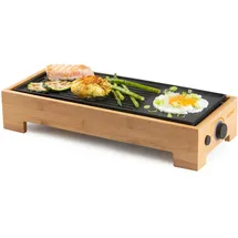 DOMO Teppanyaki Grill Plate 1000 W Bambusholz Braun/Schwarz