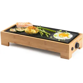 DOMO Teppanyaki Grill Plate 1000 W Bambusholz Braun/Schwarz