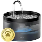 Katzenbrunnen, GIOTOHUN Super Silent Trinkbrunnen für Katze, 64oz Katzenbrunnen für Katzen, LED Licht, Aktivkohlefilter, Intelligente Pumpe, Durchsichtiger Wassertank, Zwei Wasserflussmuster, Schwarz