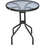 Outsunny Gartentisch rund Balkontisch Ø60xH70cm aus Metall mit Sicherheitsglas, ideal für Garten & Balkon   Aosom.de