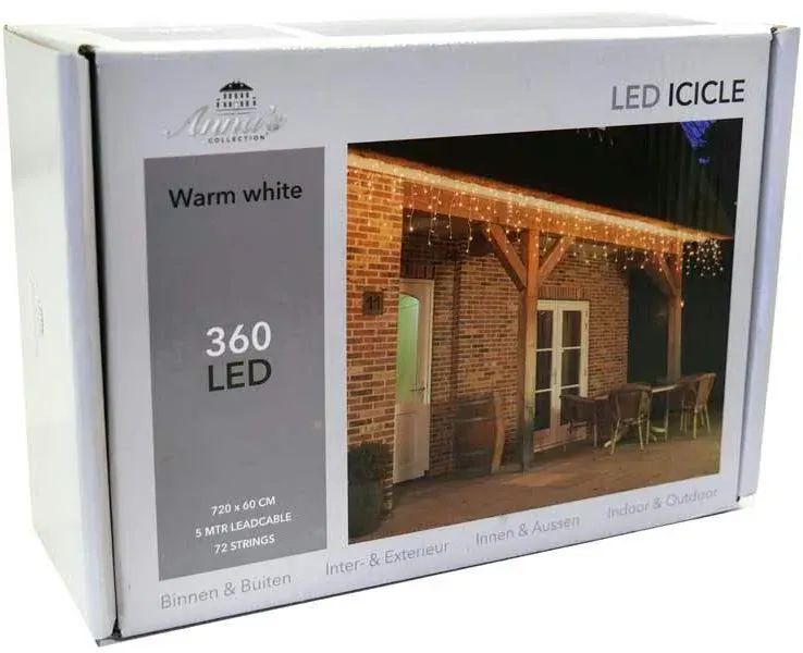 Lichtervorhang 360LED 7,2m transparent mit Timer  - outdoor ww