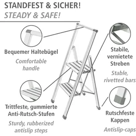 Wenko Alu-Design Klapptrittleiter 2 Stufen weiß