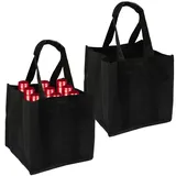 Hopton 2 Stück Flaschenträger, Flaschentasche, Wiederverwendbar Männerhandtasche, Schwarz Getränketasche für Bierflaschen Weinflasche Wasserflaschen (9 Fächer)