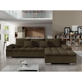 Mirjan24 Ecksofa Dunkelbraun, 6-Sitzer, Ottomane rechts,L-Form, 310x175 cm, Wohnzimmer, Sofas & Couches, Wohnlandschaften, Ecksofas