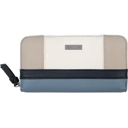 Geldbörse TOM TAILOR "Juna", blau, Polyurethan, colorblocking, kontrastfarbene Details, gepflegt, mehrfarbig, casual, Kleinlederwaren, soft genarbte ledrige Materialien mit glänzenden Metall-Accessoires