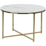 Beliani Couchtisch Gold, Weiß, Glas, 70x45x70 cm, Wohnzimmer, Wohnzimmertische, Couchtische