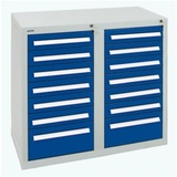 Stumpf Schubladenschrank Serie T-100/35-2, 14 Schubladen enzianblau (12x100, 2x200mm)