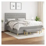 vidaXL Boxspringbett mit Matratze Hellgrau 180x200 cm Stoff