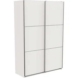 Schiebetürenschrank DEMEYERE GROUP "Alhambra", weiß (matt weiß), B:148cm H:223,7cm T:60cm, Spanplatte, Schränke, viel Stauraum, 2 Kleiderstangen aus Stahl, viele Ablageflächen