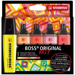 Textmarker - STABILO BOSS ORIGINAL - ARTY - 5er Pack - warme Farben