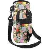 Belidome Sunflower Cat Mädchen Wasserflasche Halter Tasche mit Riemen Taschen Schulter Crossbody Flaschenträger Tasche