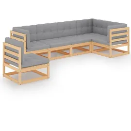 vidaXL Garten-Lounge-Set 6-tlg. grau Kiefer