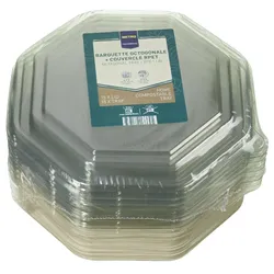 METRO Professional achteckige Schale, mit RPET Deckel, kompostierbar, 850 ml, 15 + 15 Stück