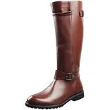 ANUFER Herren Unter dem Knie Stiefel Mikrofaser-Leder Reißverschluss Cowboy Reitstiefel Braun SN0707153 EU41 - 41 EU