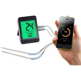 Rosenstein & Söhne Thermometer Grill: Grillthermometer m. Bluetooth, Android- & iOS-App, 2 Temperatur-Fühler (Bratenthermometer Bluetooth, Fleischthermometer Bluetooth, Temperaturmessung)