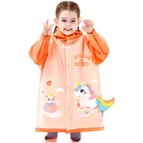 Regenmäntel Kinder, Regenponcho Wasserdichte Regenjacken mit Rucksackabdeckung Mädchen Transparente Regenbekleidung Mit Tragbarer Tasche Kinder Kapuzen Kleinkind