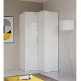 Lomadox Schlafzimmer Eckkleiderschrank Weiß Olmo-83 Mit Fronten In Hochglanz Weiß, B/h/t: Ca. 109/217/63 Cm
