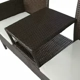 vidaXL Gartensofa 2-Sitzer mit Teetisch Poly Rattan Braun