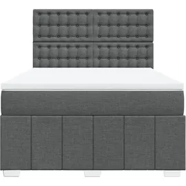 vidaXL Boxspringbett mit Matratze Dunkelgrau 160x200 cm Stoff