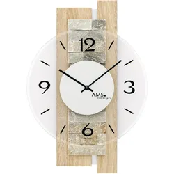 AMS Wanduhr Modell: 9542 mit Gehäuse aus Sonomaeiche und Natursteinauflage für das Glaszifferblatt