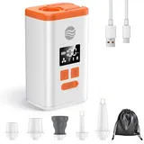 Elektrische Luftpumpe für Luftmatratze 2800mAh Akku Luftpumpe mit Campinglampe, 4.8 kPa Wiederaufladbare Pumpe mit 6 Luftdüsen, Tragbare Mini Luftpumpe für Camping, Schwimmring,Luftkissen,Vakuumbeutel