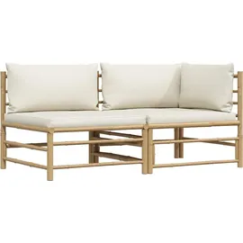 vidaXL Garten-Lounge-Set 2-tlg. cremeweiß Bambus
