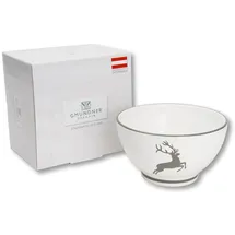 Gmundner KERAMIK Müslischale groß Füllmenge : 0.4 Liter grauer Hirsch Geschirr, handgemacht in Österreich