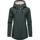 Softshelljacke RAGWEAR "Monadde Softshell", Damen, Gr. XS (34), grün (dunkelgrün), Obermaterial: 97% Polyester, 3% Elasthan. Innenfutter: 100% Polyester, figurumspielend Po-bedeckend, verstellbar ohne Bündchen mit Druckknopf, Jacken Softshelljacke, Praktische wasserabweisende Softshell Damenjacke