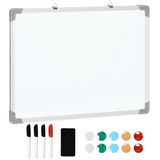 Homcom Whiteboard mit Magneten, Stiften und Wischtuch weiß 60L x 1,8B x 45H cm