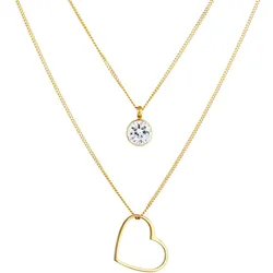 Elli Layer Herz Solitär Kristalle 925 Silber goldfarben Damen 