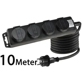 ChiliTec Steckdosenleiste 10 m Schwarz 4 St.