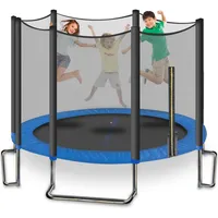 SereneLife Trampolin Outdoor Kinder – Ø 244/305/366 cm, ASTM-zertifiziert Mit Sicherheitsnetz & Randabdeckung, wetterfestes Gartentrampolin, stabile L-Form Füße