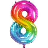 Folat 63248 Folienballon Yummy Gummy Rainbow Ziffer/Zahl 8-86 cm, Mehrfarbig