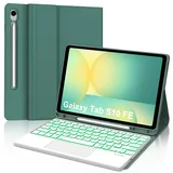 Tastatur für Samsung Galaxy Tab S9FE/S10FE 10.9", Hülle Tastatur Galaxy Tab S9/S10FE 2025 con Touchpad, Magnetisch Beleuchtung mit QWERTZ Keyboard für Samsung S10FE/S9FE/S9 10.9 Zoll 2025, Dunkelgrün